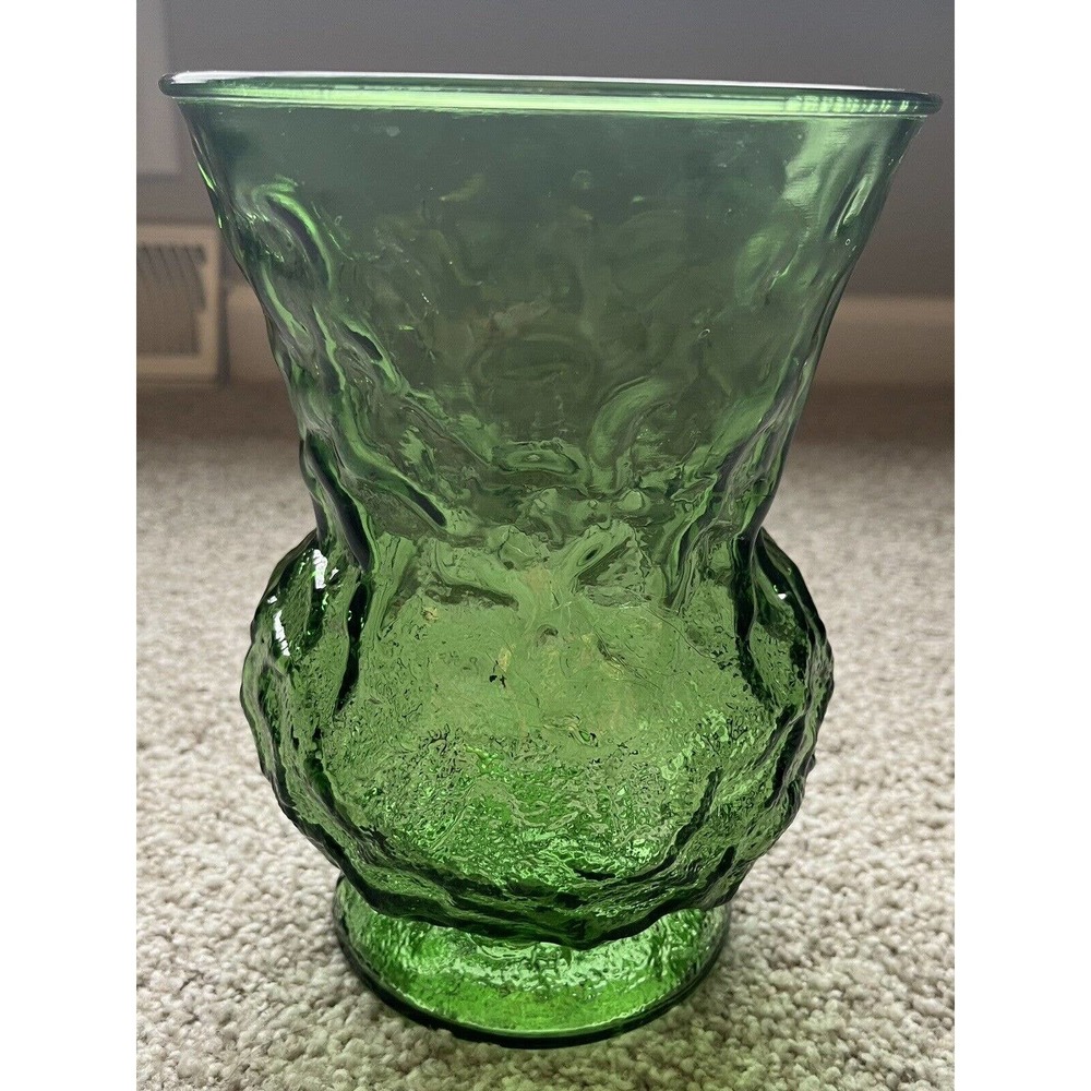 Vintage E O Brody Bright Green Indiana Art Glass Bouquet Vase 1970’s Made in USA